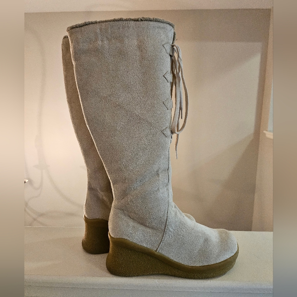 Michael Antonio Suede Knee High Wedge Boots Size 8